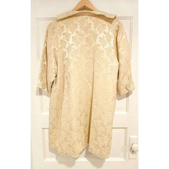 Vintage 1950's Light Yellow Handmade Brocade Grape Print Dress and Jacket Set - Picture 11 of 12